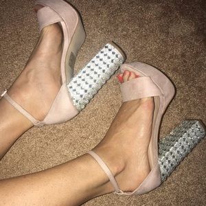 Nude Jewelled Aldo Pumps